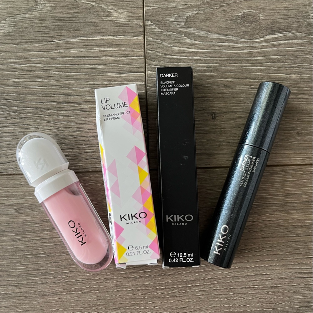 NWT Kiko Milano Black Mascara and Lip Volume Gloss in 01 (Pink)
